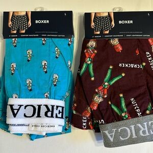 New!  Men’s American Eagle boxers. Size large. Price includes two pairs.